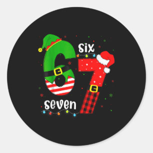 Funny 67 Six Seven Christmas Boys Girls Kids Teens Classic Round Sticker