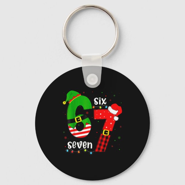 Funny 67 Six Seven Christmas Boys Girls Kids Teens Key Ring (Front)