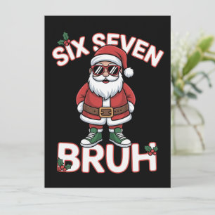 Funny 67 Six Seven Christmas Bruh Santa Holiday Card
