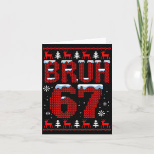 Funny 67 Six Seven Christmas Bruh Santa Kids Boys  Card