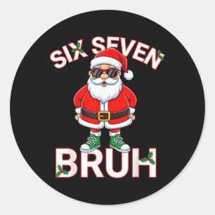 Funny 67 Six Seven Christmas Bruh Santa Kids Boys Classic Round Sticker