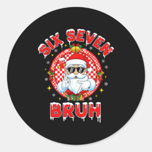 Funny 67 Six Seven Christmas Bruh Santa Kids Boys Classic Round Sticker