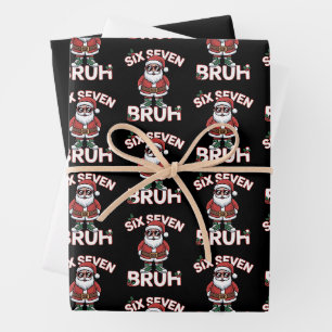 Funny 67 Six Seven Christmas Bruh Santa Wrapping Paper Sheet