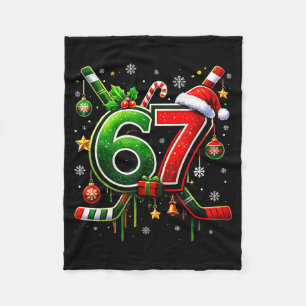 Funny 67 Six Seven Christmas Ice Hockey  Fleece Blanket