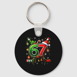 Funny 67 Six Seven Christmas Ice Hockey  Key Ring