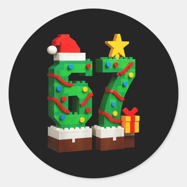 Funny 67 Six Seven Christmas Xmas Boys Kids  Classic Round Sticker (Front)