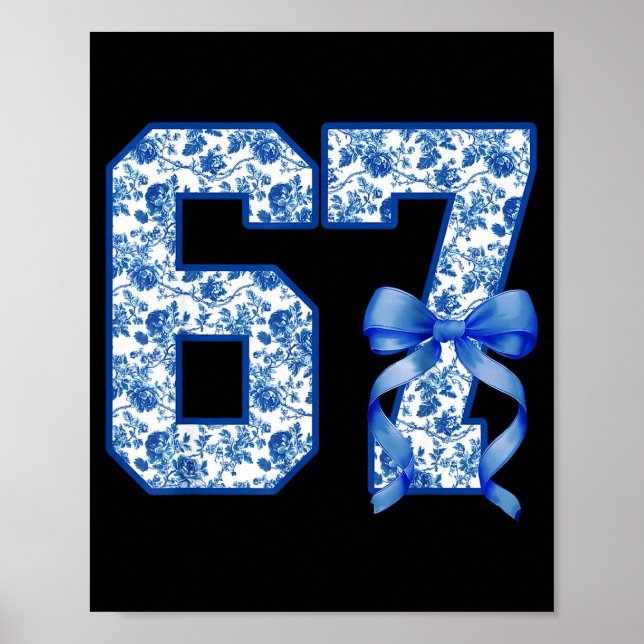 Funny 67 Six Seven Coquette Girly Blue Toile Women Poster (Front)