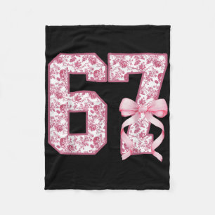 Funny 67 Six Seven Coquette Girly Pink Toile Women Fleece Blanket