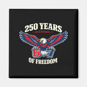 Funny 67 Six Seven Eagle 4th of July Meme USA Flag Magnet