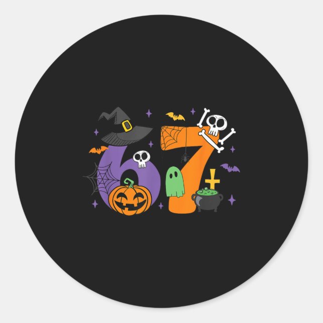 Funny 67 Six Seven Halloween Meme Gen Alpha  Classic Round Sticker (Front)