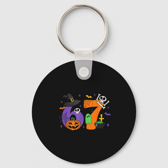 Funny 67 Six Seven Halloween Meme Gen Alpha  Key Ring (Front)