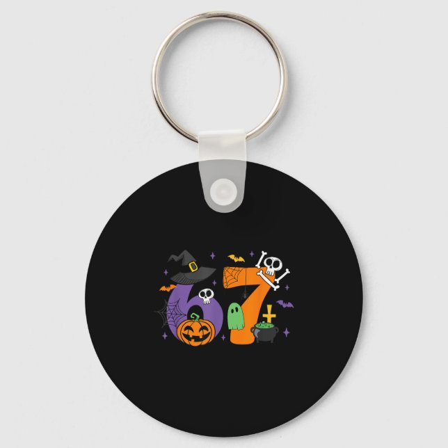 Funny 67 Six Seven Halloween Meme Gen Alpha  Key Ring (Front)