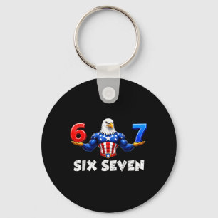 Funny 67 Six Seven Meme 4th Of July Eagle Key Ring