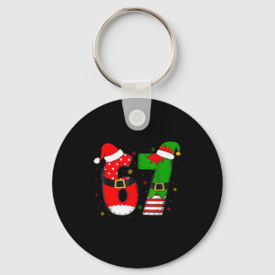 Funny 67 Six Seven Meme 6 7 Christmas Elf Santa Pa Key Ring