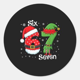 Funny 67 Six Seven Meme 6 7 Elf Santa Christmas Pa Classic Round Sticker