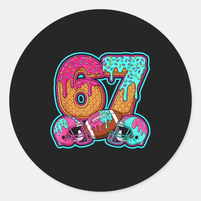 Funny 67 Six Seven Meme American Football Number # Classic Round Sticker (Front)