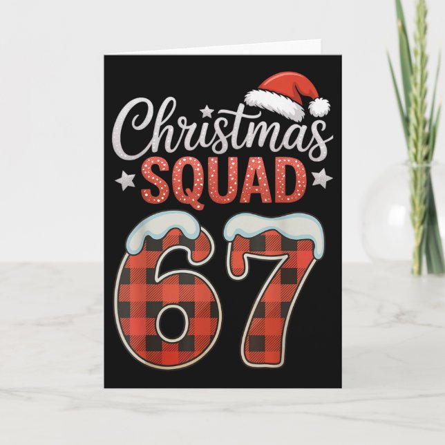 Funny 67 Six Seven Meme Brainrot 67 Christmas Squa Card (Front)