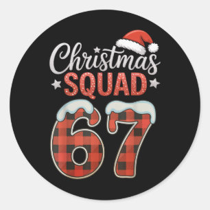 Funny 67 Six Seven Meme Brainrot 67 Christmas Squa Classic Round Sticker