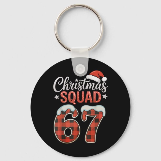 Funny 67 Six Seven Meme Brainrot 67 Christmas Squa Key Ring (Front)