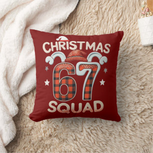 Funny 67 Six Seven Meme Brainrot  Christmas Squad Cushion