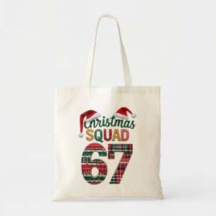 Funny 67 Six Seven Meme Brainrot  Christmas Squad Tote Bag