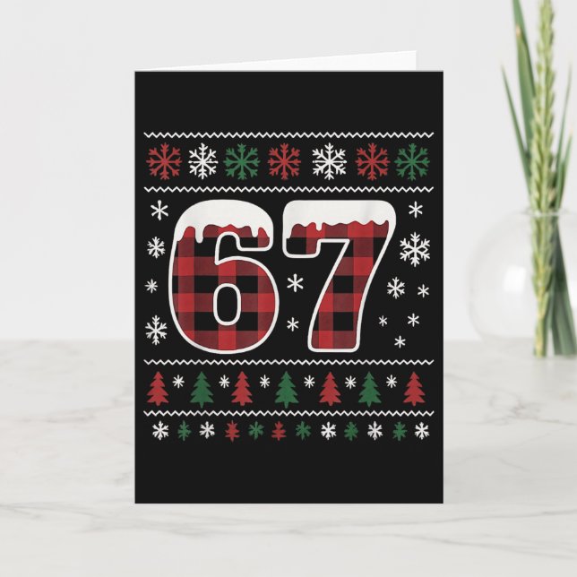 Funny 67 Six Seven Meme Brainrot Cringe Christmas  Card (Front)
