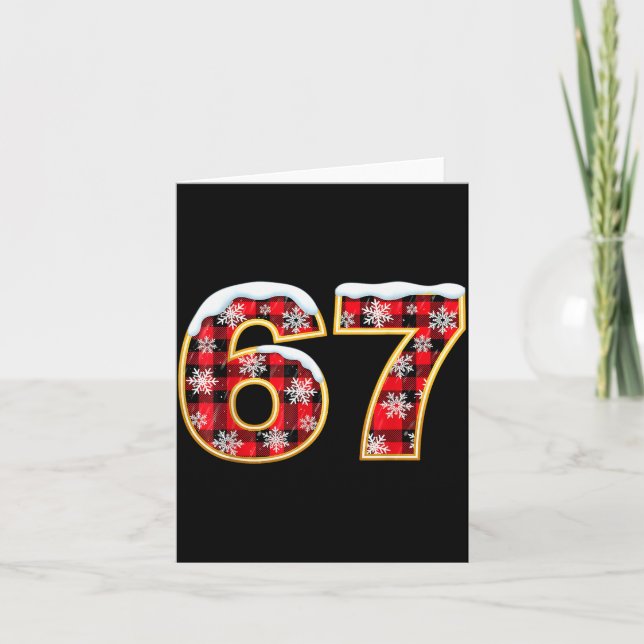 Funny 67 Six Seven Meme Brainrot Cringe Christmas  Card (Front)