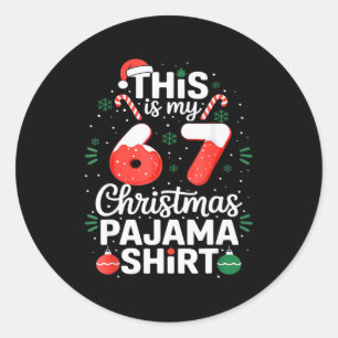 Funny 67 Six Seven Meme Brainrot Cringe Christmas  Classic Round Sticker