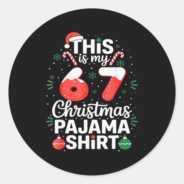 Funny 67 Six Seven Meme Brainrot Cringe Christmas  Classic Round Sticker (Front)