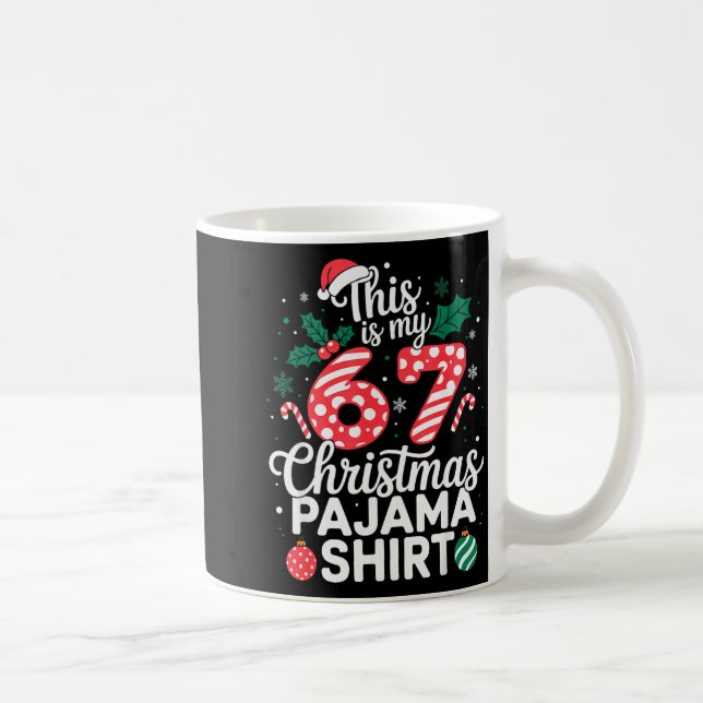 Funny 67 Six Seven Meme Brainrot Cringe Christmas  Coffee Mug (Right)