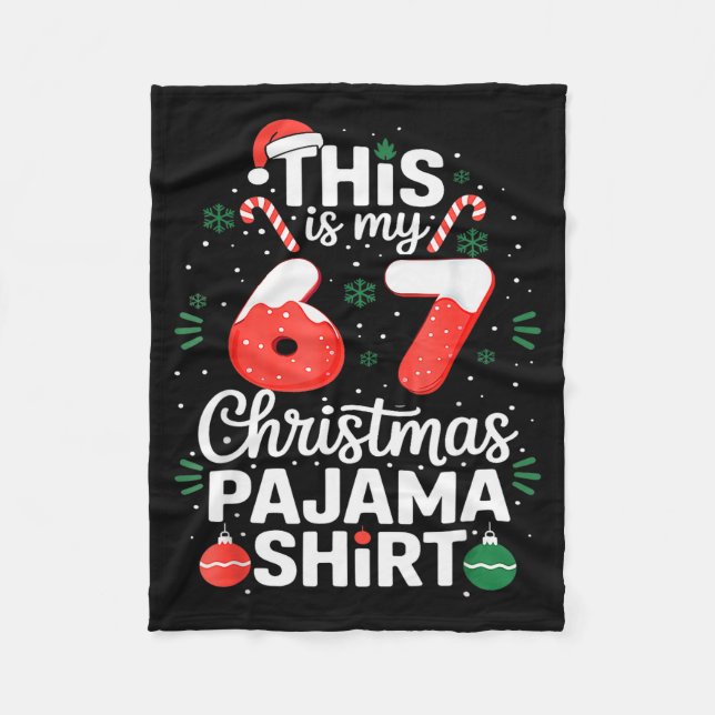Funny 67 Six Seven Meme Brainrot Cringe Christmas  Fleece Blanket (Front)