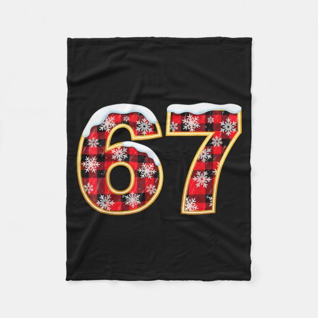 Funny 67 Six Seven Meme Brainrot Cringe Christmas  Fleece Blanket (Front)