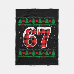 Funny 67 Six Seven Meme Brainrot Cringe Christmas Fleece Blanket