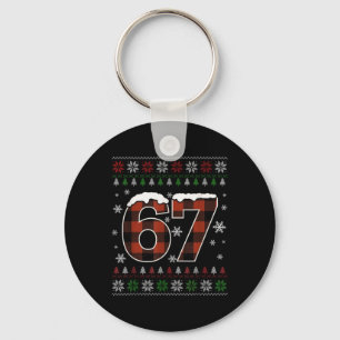 Funny 67 Six Seven Meme Brainrot Cringe Christmas Key Ring