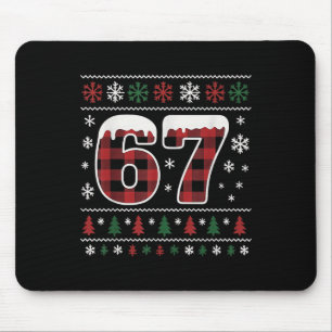 Funny 67 Six Seven Meme Brainrot Cringe Christmas Mouse Mat