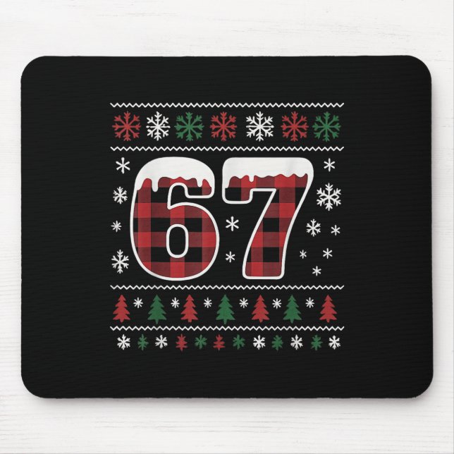 Funny 67 Six Seven Meme Brainrot Cringe Christmas  Mouse Mat (Front)