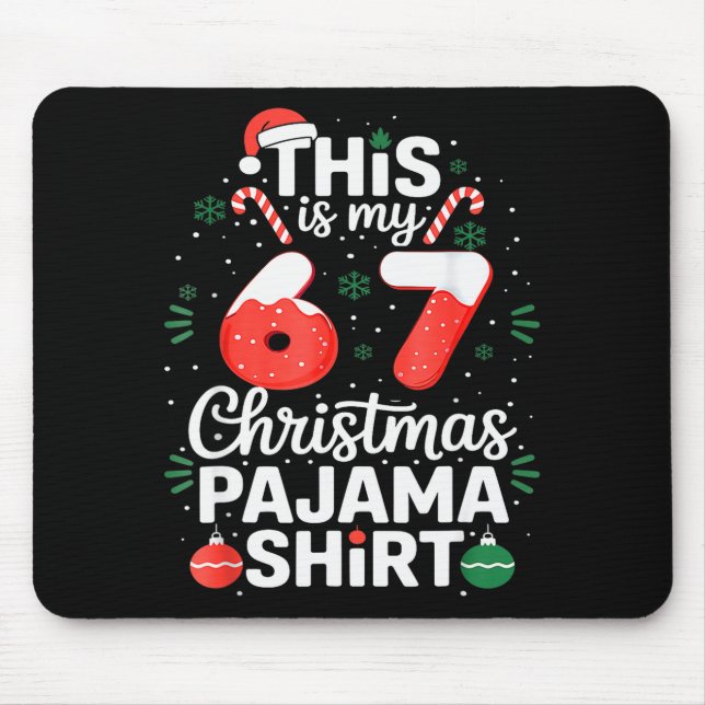 Funny 67 Six Seven Meme Brainrot Cringe Christmas  Mouse Mat (Front)