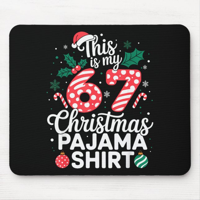 Funny 67 Six Seven Meme Brainrot Cringe Christmas  Mouse Mat (Front)