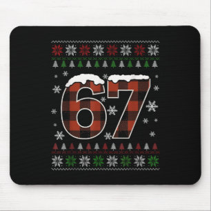 Funny 67 Six Seven Meme Brainrot Cringe Christmas Mouse Mat
