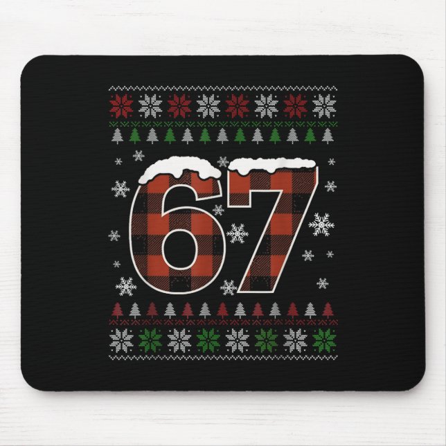 Funny 67 Six Seven Meme Brainrot Cringe Christmas  Mouse Mat (Front)