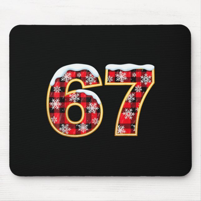 Funny 67 Six Seven Meme Brainrot Cringe Christmas  Mouse Mat (Front)