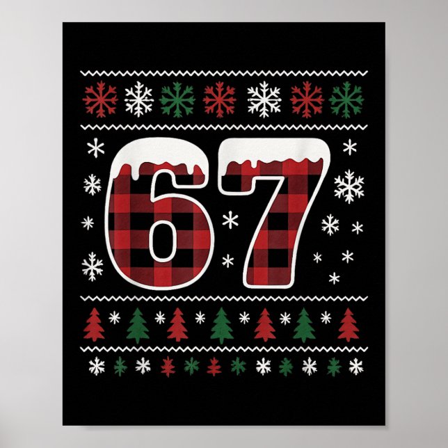 Funny 67 Six Seven Meme Brainrot Cringe Christmas  Poster (Front)
