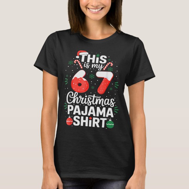 Funny 67 Six Seven Meme Brainrot Cringe Christmas  T-Shirt (Front)