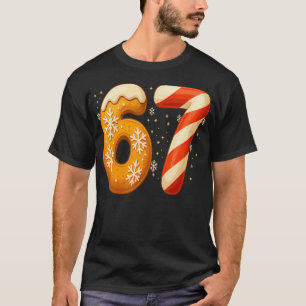 Funny 67 Six Seven Meme Christmas Gingerbread Cand T-Shirt