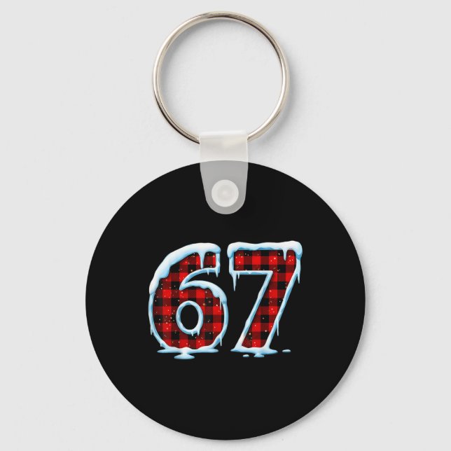 Funny 67 Six Seven Meme Christmas Pajamas  Key Ring (Front)