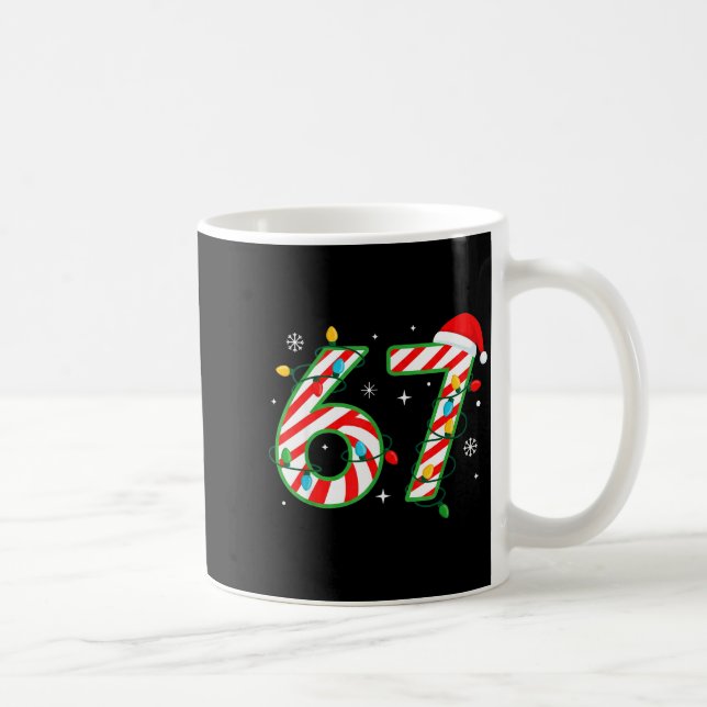 Funny 67 Six Seven Meme Christmas Santa Hat Family Coffee Mug (Right)