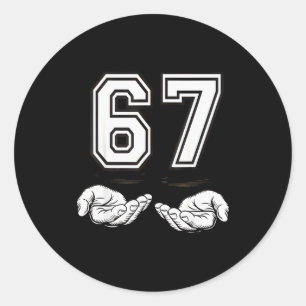 Funny 67 Six Seven Meme Couple Matching Costume  Classic Round Sticker