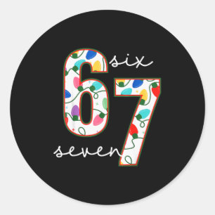 Funny 67 Six Seven Meme Cringe Christmas  Classic Round Sticker
