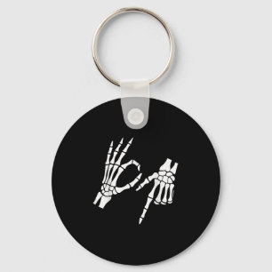 Funny 67 Six Seven Meme Halloween Skeleton Hands Key Ring