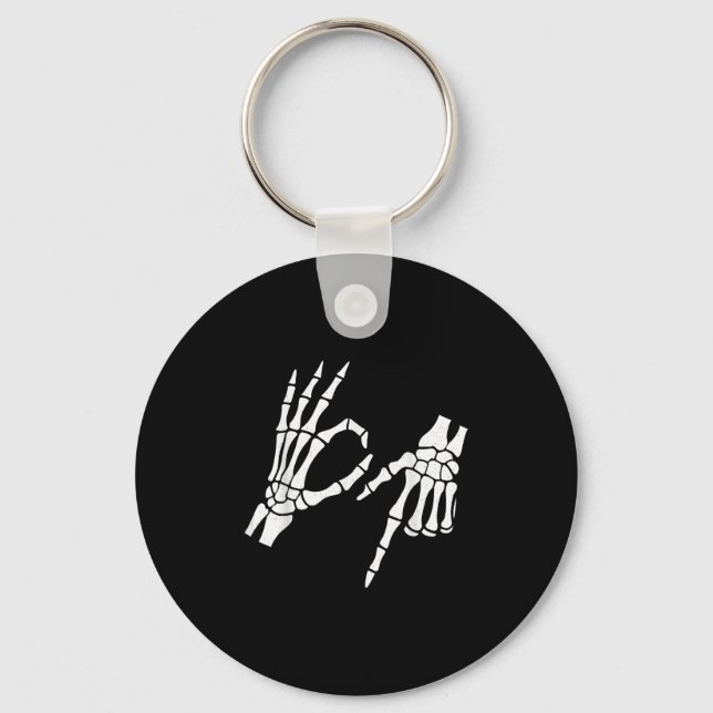 Funny 67 Six Seven Meme Halloween Skeleton Hands  Key Ring (Front)